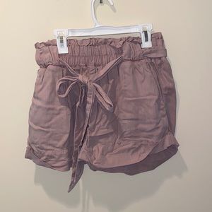 mauve paper bag style shorts